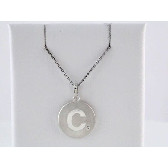 Sterling Silver .005 CT Natural Diamond Initial C 18